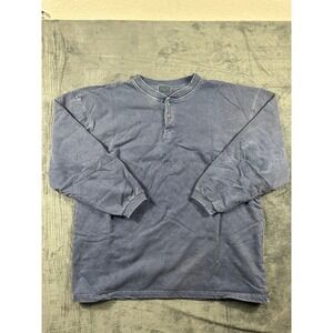 Vintage McIntosh & Seymour Henley Sweatshirt Blue XL Made in USA Rugby Pullover